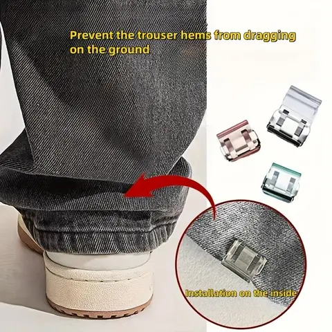Invisible Hem Clips, Prevents Pants Dragging on Ground, No Sew Hidden Button Closure, Anti-Pants Drag Edge Clip, Shorten, Quick Adjustment, Clean Look, Adjustable, Secured, Multiple, Sewing, Haberdashery