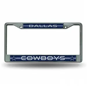 Rico Industries RIC- Dallas Cowboys NFL Bling Glitter Chrome License Plate Frame