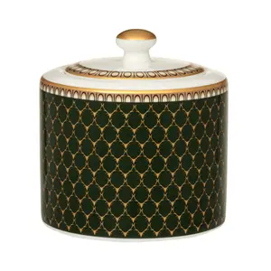 Halcyon Days Dark Green Gold Sugar Bowl