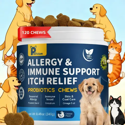 Petrivium Dog Healthcare Bundle - Allergy & Immune Support, Itch Relief Drops, Dental Cleaning Powder, 32-in-1 Multivitamin, Probiotic Treats, Turkey Tail Mushroom Powder, Hip & Joint Support Chews, Immunity Boost