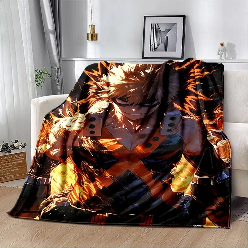 My Hero Academia Deku-Bakugou Anime-Style Flannel Blanket, Soft Deku Graphic Throw Blanket for Bedroom, Travel Use, Anime-Style Blankets, Deku Graphic Blankets