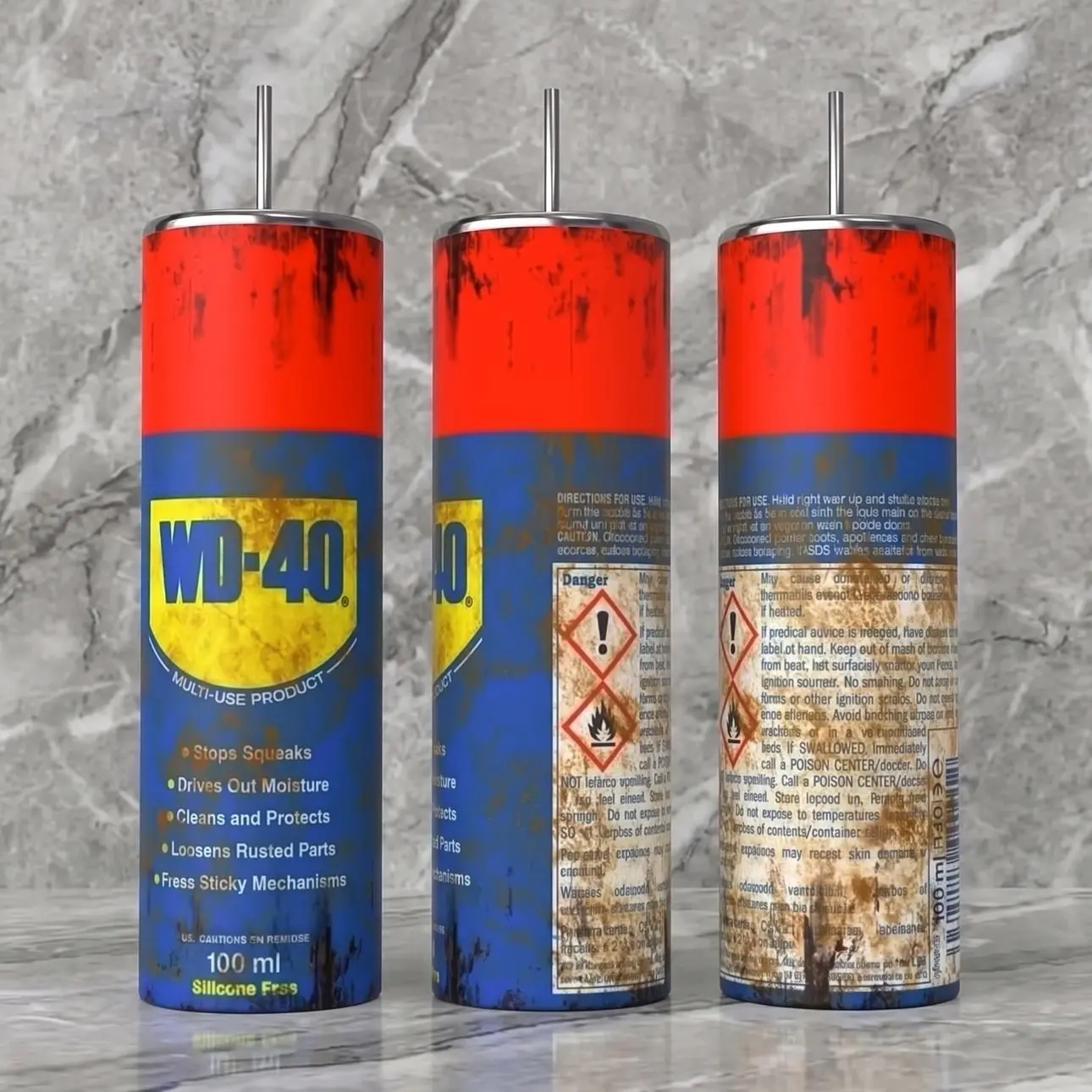 WD-40 Tumbler 20oz, Stainless Steel Handmade Bottle Drinkware Water Bottles Cup Mug