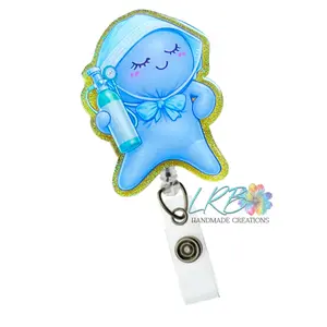 Glove Buddy (RT) Badge Reel – Handmade Balloon Glove Doll ID Holder, Made to Order Retractable Badge Clip, Gift for Nurses, Healthcare Workers, Respiratory Therapists