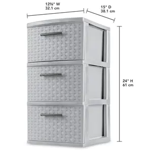 Drawer 3 Weave Tower Plastic, Cement Adult Sterilite