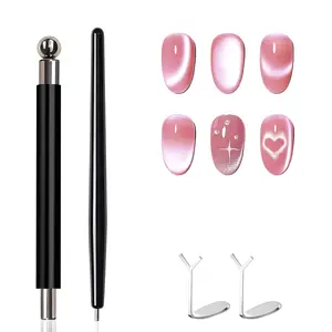 4-Piece Cat Eye Magnet Set – Black Beginner-Friendly Cat Eye Magnet for Nails with Heart Nail Magnets for Nail Art, Magnet for Cat Eye Gel Polish DIY Nail Designs