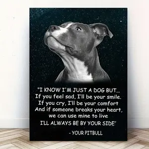 bulldog wall art, featuring the heartwarming message "I will always be by your side" and a poem for bulldog lovers - High-definition canvas decorative painting  with wooden frame - Modern home decoration, can be directly hung in the living room