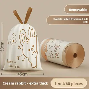 Tear Free Drawstring Trash Bags Home Hand Carry Kitchen Thickened Durable Trash Bag Plastic Bags with Handles No Dirty Hands Easy Lift Waste Bin Sturdy Trash Bags