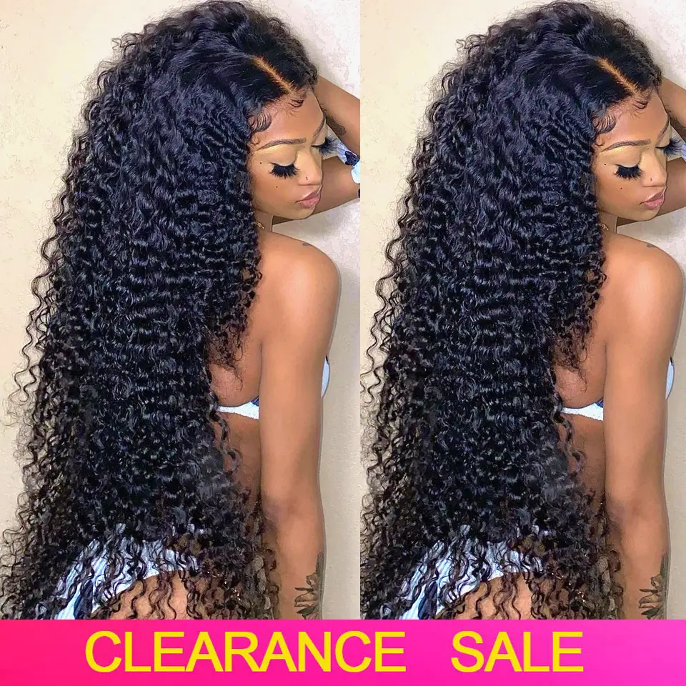 ALIGLOSSY 13x4 Deep Wave Lace Front Wigs Human Hair 180 Density Transparent Deep Wave Frontal Wigs Human Hair Curly Lace Front Wig Human Hair For Women