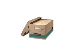 Fellowes 1270101 Stor/File Extra Strength Storage Box, Letter, Lift-Off Lid, Kft/Green, 12/Carton