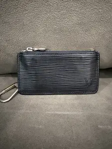 Pre-owned Louis Vuitton Leather Small Leather Goods Black Epi Key Cles Coin Pouch Card Pouch Leather