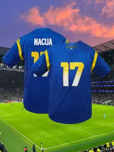 Men's #17 American Football Home Jersey, V-Neck Embroidered Short Sleeve T-Shirt, Breathable Casual Wear for All Seasons, Unisex Sports and Daily Use