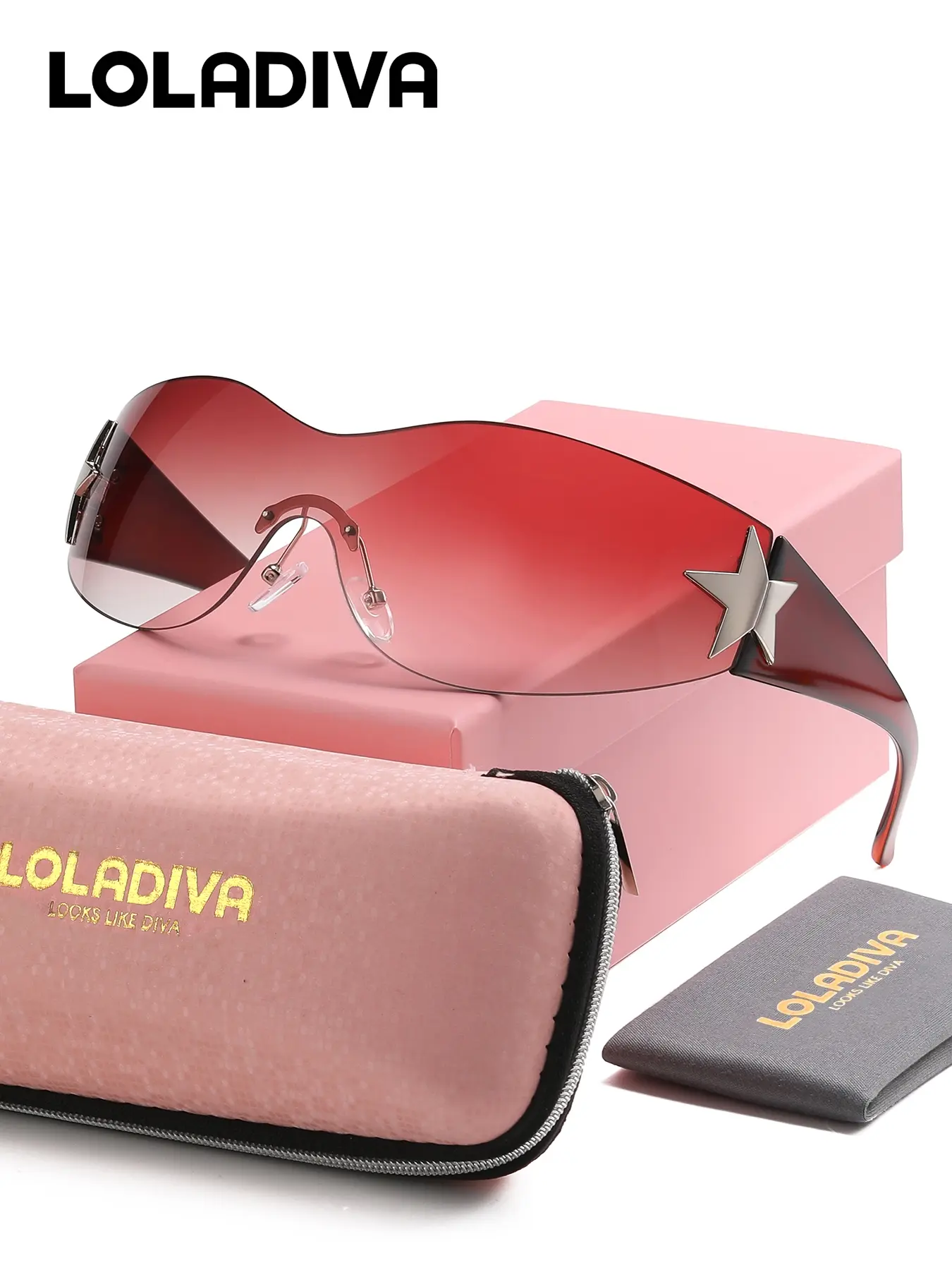 LOLADIVA Unisex Futuristic Designs Frameless Sunglasses Capture Attention Alien Frame Sunglasses UV400