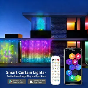 Smart Curtain Light Set RGB Color Changing | DIY Custom Text/Pattern | 2m×2m 400 LEDs | Halloween Christmas Holiday Decor