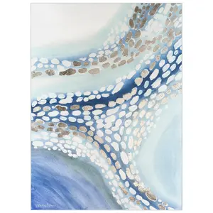 Teeming II Washable Abstract Blue Art Area Rug, Power-loomed, Heavenly Softness with Non-Slipping Backing