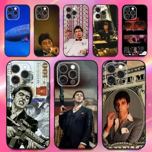 S-Scarface tonny montana Phone Case For iPhone 17 Pro Max Air,16,15,14,13,12,11,Pro,Max,Plus,X,XS,XR,SE,8,7,Mini,& Samsung Galaxy S25 Ultra S24 S23 S22 S21 Plus Soft Silicone Black Case