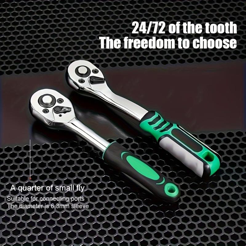 46-piece set 1/4 inch drive socket ratchet wrench set, S2 position CR-V socket metric and extension rod, suitable for automotive repair and household comprehensive tool kit, easy to organize