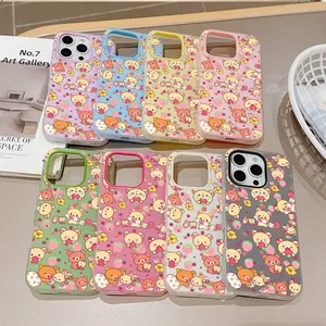 Cute Cartoon R-Rilakkumas Silicone Matte Candy Color 2 in 1 Phone Case ,For iPhone 17 16 15 14 13 12 11 - The Fashionable Design Phone Case Best Christmas Gift For Fans!
