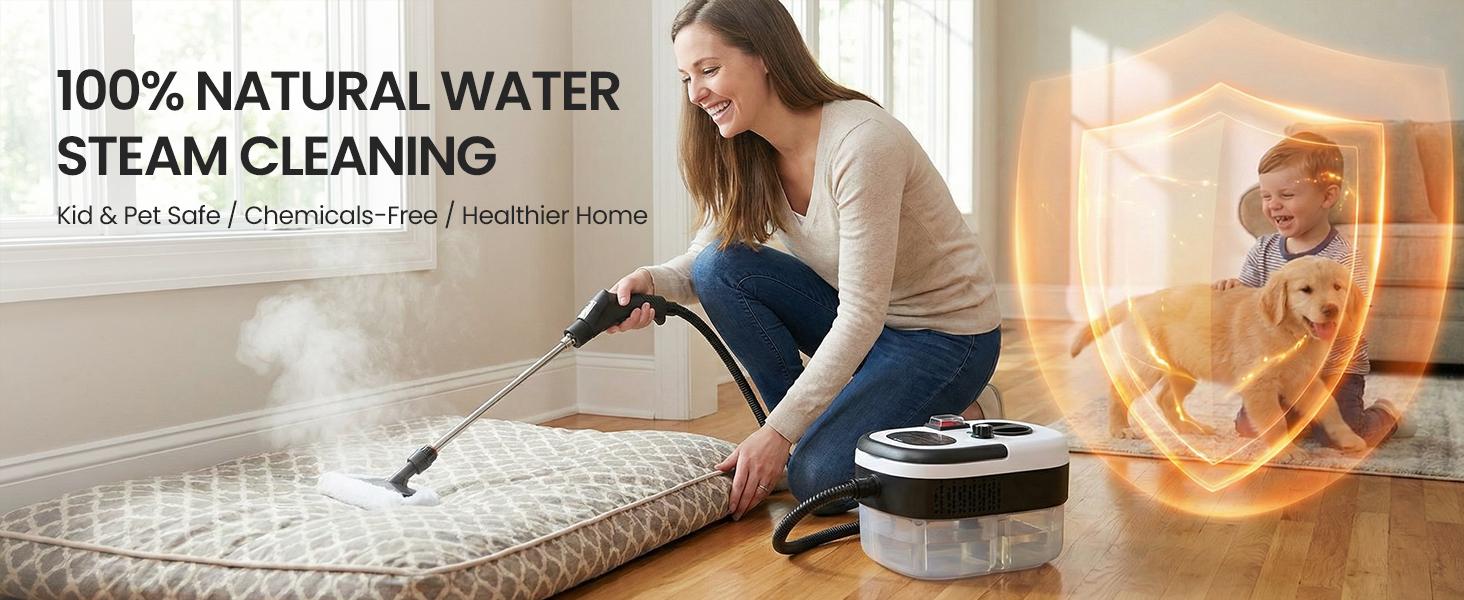 EasyWox Handheld Pressurized Steam Cleaner, Handheld High Temp Portable Cleaning,Multipurpose Steamer for Home Use, Pressurized Steamer for Cleaning Floor, Upholstery