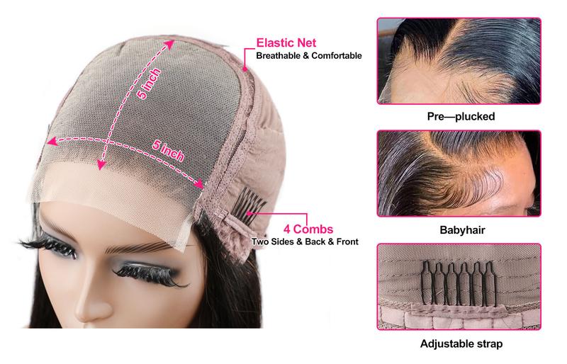 OQ HAIR Kinky Curly 5x5 Lace Closure Wigs Human Hair Natural Color Lace Front Wig for Women