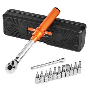 VEVOR Click Torque Wrench Set,  1/4Inch Drive, 20-200lbf-in/2.3-22.6N.m, Dual-direction and Dual Range Scales, 72-Tooth, ±3% High Precision, with Bit Sockets, Extension Bar, for Bicycle Repair, Orange