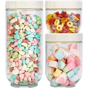 Glass Overnight Oats Jars with , 3Pack Leak Proof Small Stackable Glass Jar Kitchen Canisters for Overnight Oats, Cereal, Clear Empty Jars with  for Kitchen