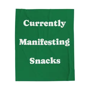 Currently Manifesting Snacks Velveteen Plush Blanket, Cozy Throw Blanket, Snack Lover Gift, Home Decor, Funny Blanket