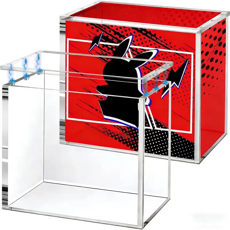 Heavy Duty Acrylic Display Case, 8mm+5mm Ultra Thick with Premium Magnetic Metal Lid, 360° Crystal Clear Storage Box for ETB Elite Trainer Boxes, TCG Trading Cards, Action Figures