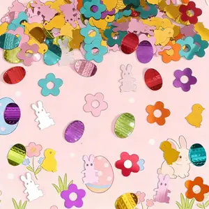 1500 count Easter Confetti Spring Colorful Decorative Egg Bunny Chick Flower Confetti for Arts Crafts Greeting Cards  Decoration Easter Supplies