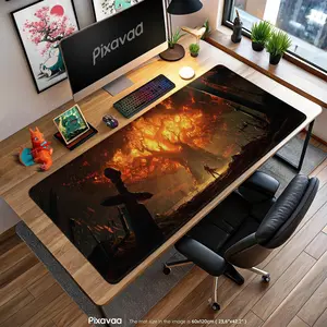 [Sale off up to 65%][Free Ship] World of Warcraft Tree of Fire Mouse Pad - Epic Fantasy Warrior Scene Gaming Mat, WoW Desk Decor, MMO Gift, Battle Setup