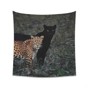 Printed Wall Tapestry - Partners Decor, Black Leopard and Jaguar Design, Room Decor, Unique Wall Art