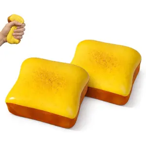 2 Pack Bread Squishy, Slow Rising Squishy Toast, Cute Fidget Toys for Desk Breaks, Palm-Size Squeeze Toy, Party Favor Gift, Stocking Stuffer