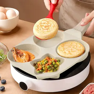 Star & Heart Shaped Pancake Pan - 4 Cups Non Stick Egg Frying Pan, Multifunctional Skillet with Fun Molds for Holiday Breakfast, Kitchen Gadgets, All Stoves Compatible