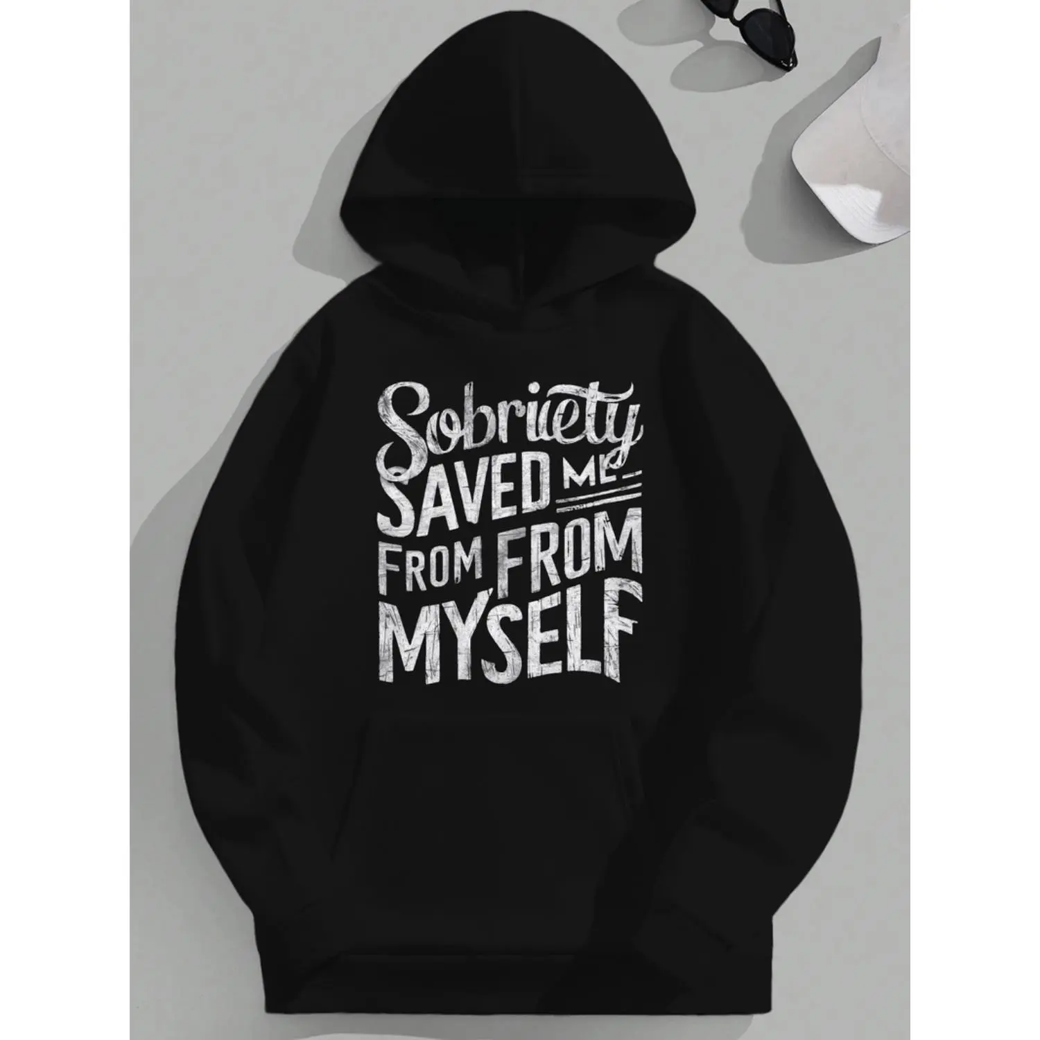 Comfortable and Stylish Men's Hoodie Embracing Sobriety for Daily Wear