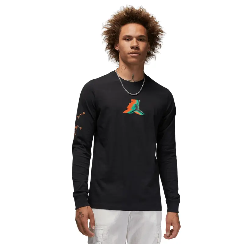 Men's Air Jordan Cotton Long-Sleeve Round Neck T-Shirt - Imported, Simple Look, Casual, Soft, Machine Washable, Fresh Graphic Layering Menswear Top, FB7455-010