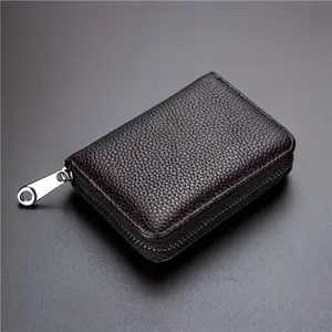 Ultra Thin Anti-Scan RFID Blocking Zipper Wallet, Large Capacity Multi Slot Men Card Holder, Portable ID Cash Storage Purse with Metal Clip, Minimalist Daily Business Travel Pocket Wallet