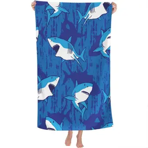 Cute Shark Microfiber Beach Towel for Boys, Kids, Sand Free Beach Towel Sandproof, Quick Dry Pool Towel 30"x 60"