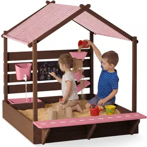 Best Choice Products Deluxe Wooden Sandbox with Canopy, Water Table, Bench Seat, Outdoor Kids Playset Best Choice Products Deluxe Wooden Sandbox with Canopy, Water Table, Bench Seat, Outdoor Kids Playset