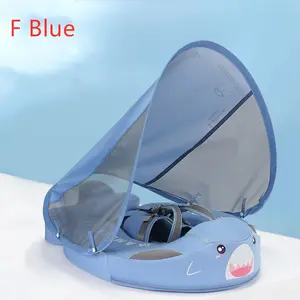 Baby Swimming Ring floating Floats  Baby Floats for Pool with Canopy Removable Sun Protection Canopy Float Non Inflatable Upgrade Add Tail Avoid Flip Waterproof Skin-Friendly Infant Swim