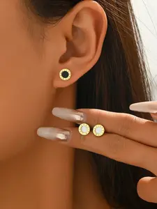 Women's Roman Numeral Statement Earrings, Stainless Steel Material, Casual Style Design, Perfect for Daily Wear & Special Occasions