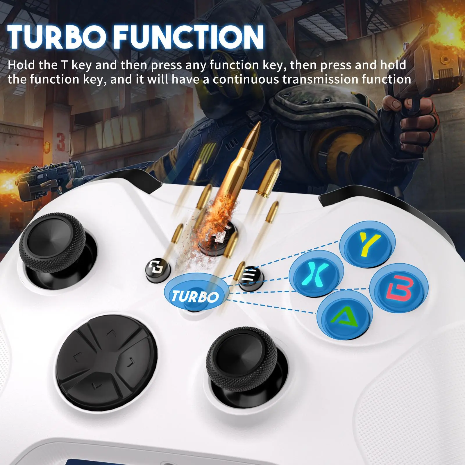 Xbox One Wireless Controller Pro, Multi-Platform Gamepad for Xbox One/PC/Android/iOS  with Turbo, Macro & Dual Vibration, Bluetooth/USB-C/WiFi Connectivity