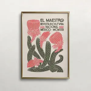 Mexico Wall Art, Cactus Wall Art, Vintage Wall Art, Boho Wall Decor, Cactus Print, Muted Lighter Colors,  Printable Wall Art