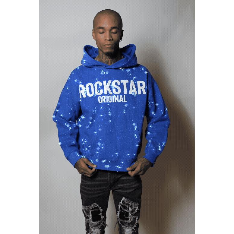 Crystiq Royal/White Rhinestone Oversized Hoodie