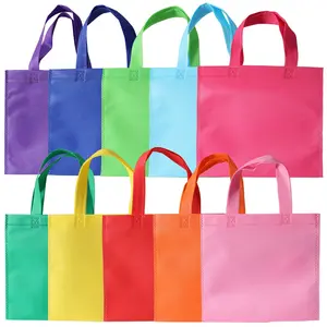 Colorful Non-woven Fabric Gift Bag, 10pcs/set Colorful Gift Bag with Handle, Gift Packaging Supplies for Birthday Party & Favors, Party Favors Assortment