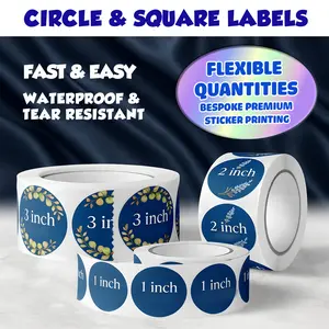 Personalized Logo Labels on Roll | 150 Pack Premium Quality | Waterproof Circle Square Labels
