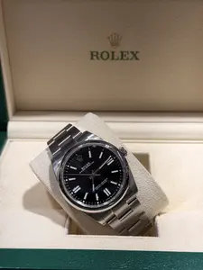 Rolex Op 41 mm Black Index Dial Stainless Steel Watch