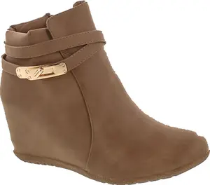 Women Comfy Almond Toe Platform Hidden Wedge Ankle Bootie