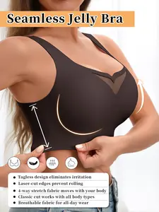 Women's Comfortable Hollow Out Breathable Mesh Bra, No Underwire Gathered Lift, Daily Wear, Slim-Fitting, Medium Support, All Seasons, Wirefree Bra