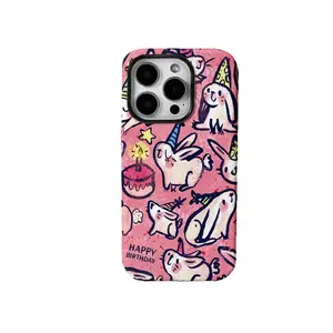 Cute Unicorn - eared Rabbit Phone Case phone case for use with iPhone 17 air 16 Pro max 15 plus 14 Pro 13/12/11/X/XR/XSMAX sublimation phone case compatible with Samsung Galaxy S25 ultra S24 plus S23 FE S22/S21 anti-yellowing creativity doodle lifeproof,