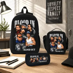 Blood In Blood Out 3 Piece Backpack Set Polyester Backpack Lunch Bag Pencil Case For School Travel Daily Carry Teens Boys Girls Students Movie Fans TikTok Viral Trendy Back To School Essentials