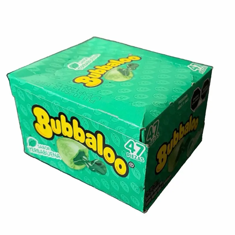 Bubbaloo Yerbabuena Bubble gum 47 Pieces Spearmint Gum Sweet Mint Flavor liquid refreshed Sour Gummy
